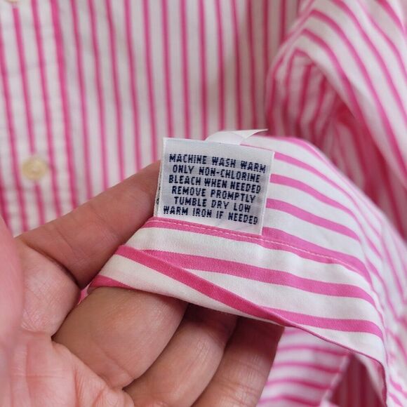 Ralph Lauren Shirt Mens 2XLT Pink Vertical Stripe Office Church Wedding Easter - Picture 6 of 11